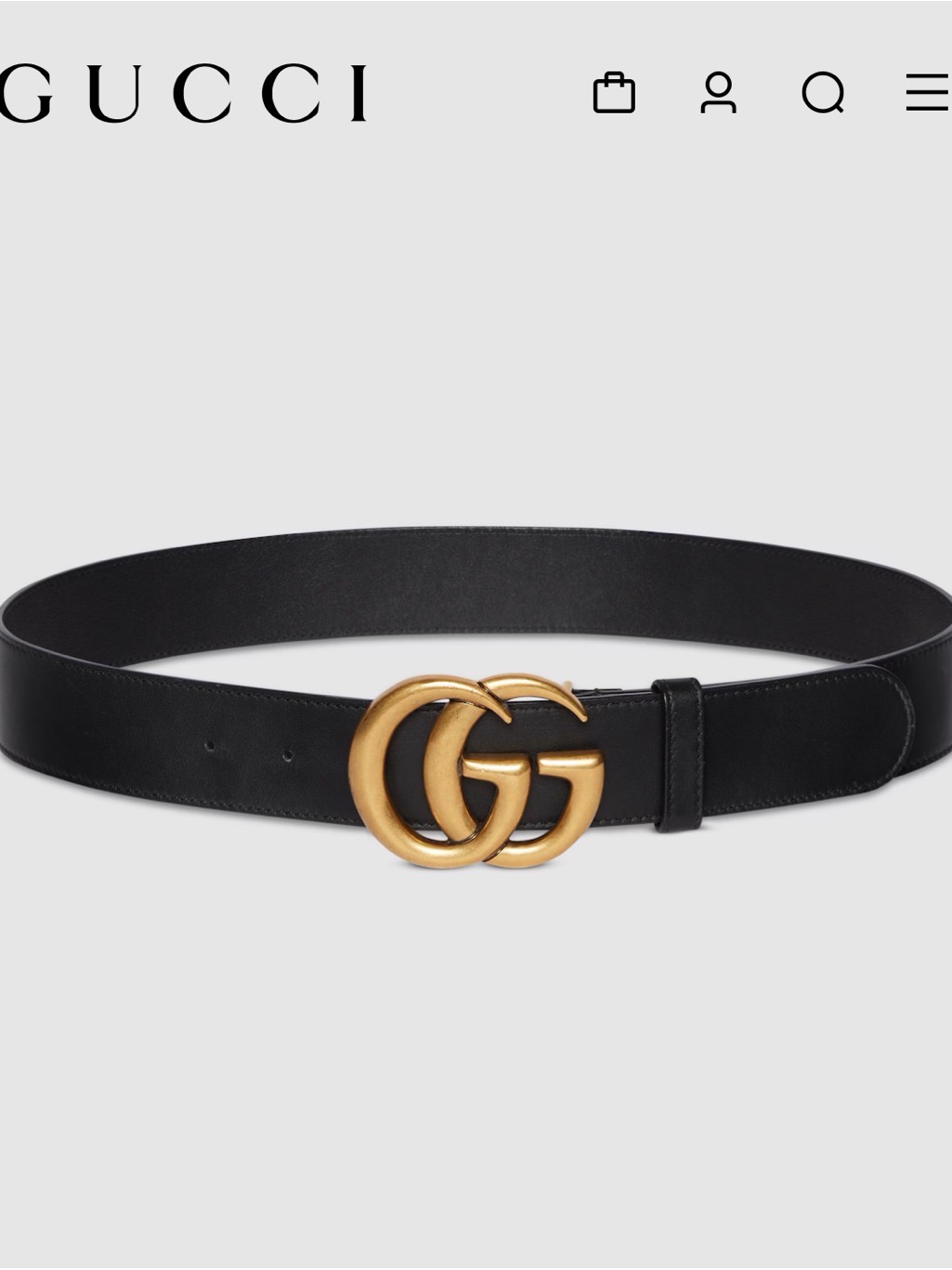 Gucci Black Leather Belt With Gold Double G Buckle